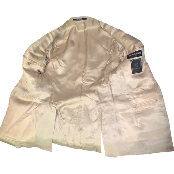 Vintage Yves Saint Laurent Grodins Blazer Taupe Designer Sport Coat Neutral - Picture 3 of 7